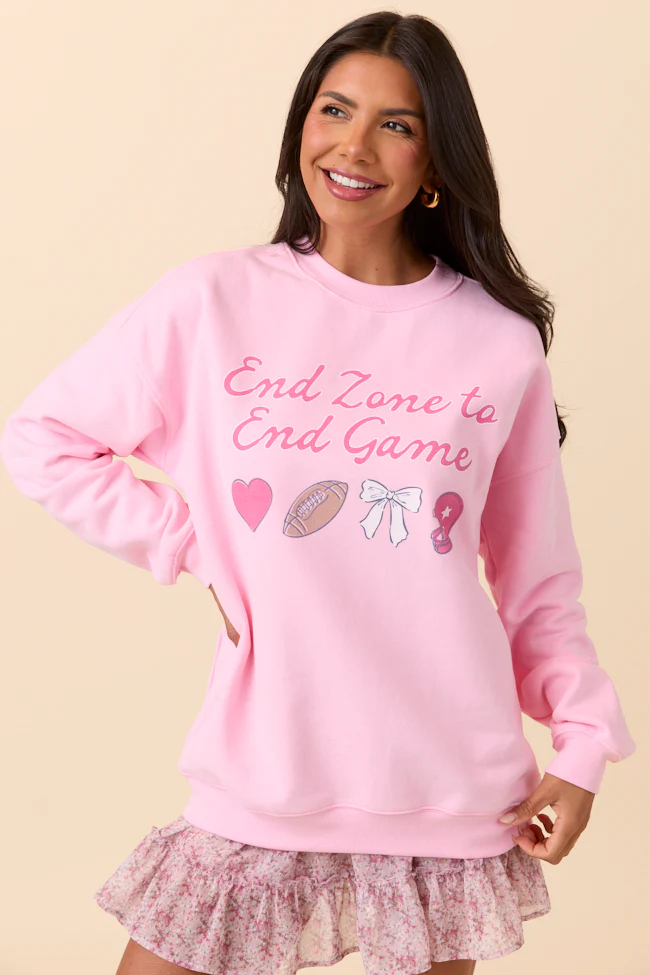 End Zone To End Game Light Pink Graphic Sweatshirt - Terpint