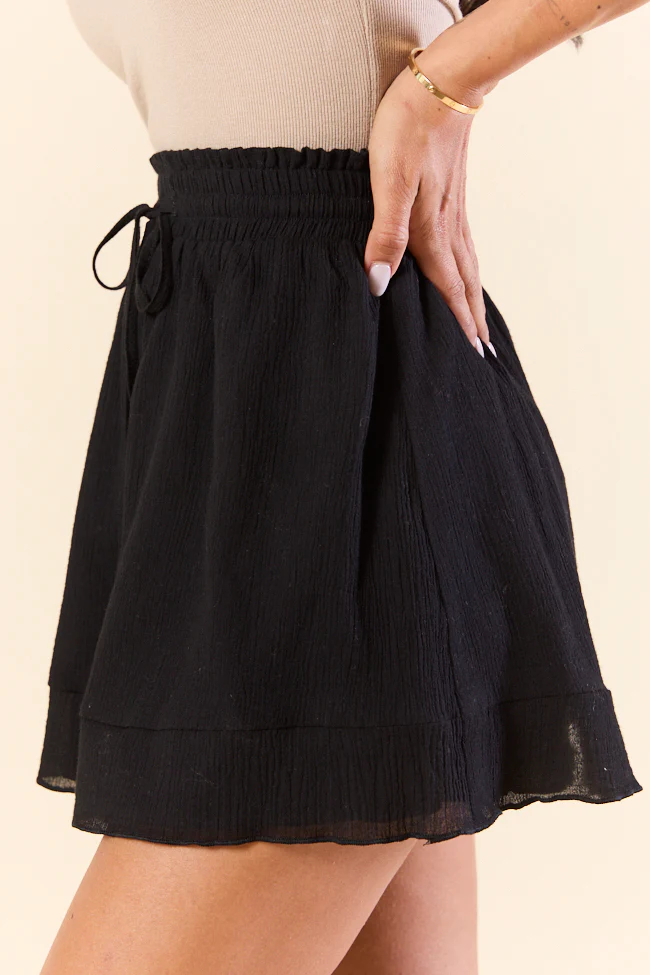 Late Night Reflections Black High Waisted Woven Skort DOORBUSTER - Terpint