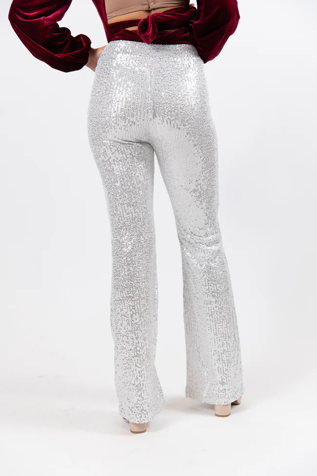 Queen of Hearts Silver Sequin Flare Pants FINAL SALE - Terpint