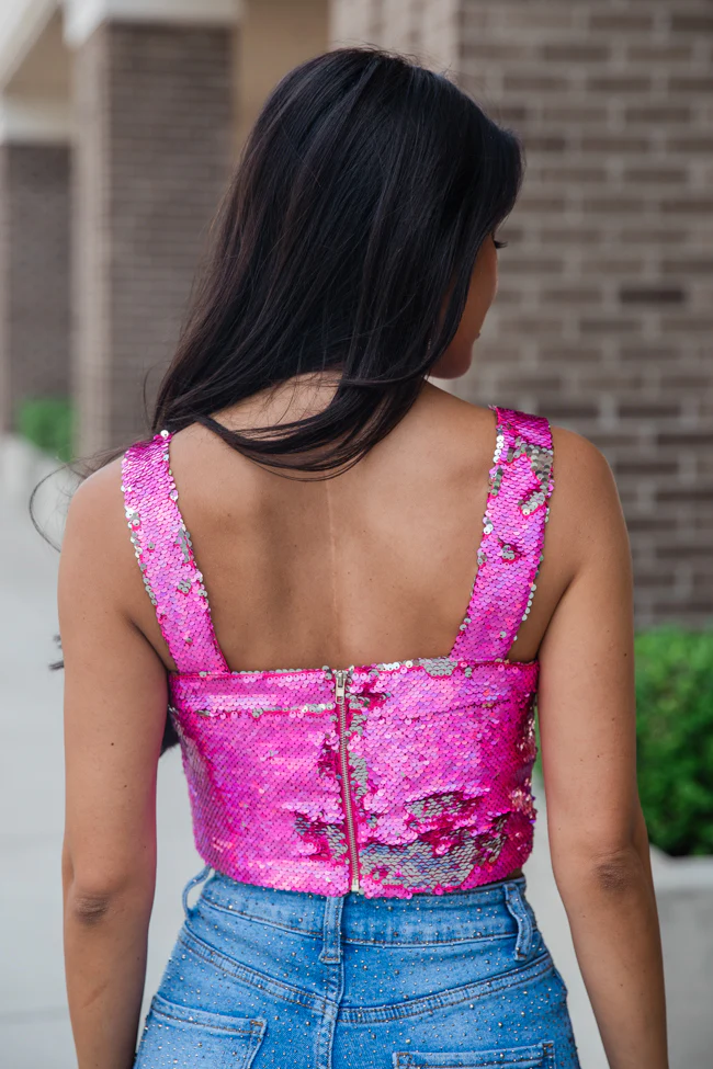 Go To Girl Pink Sequin Crop Tank FINAL SALE - Terpint