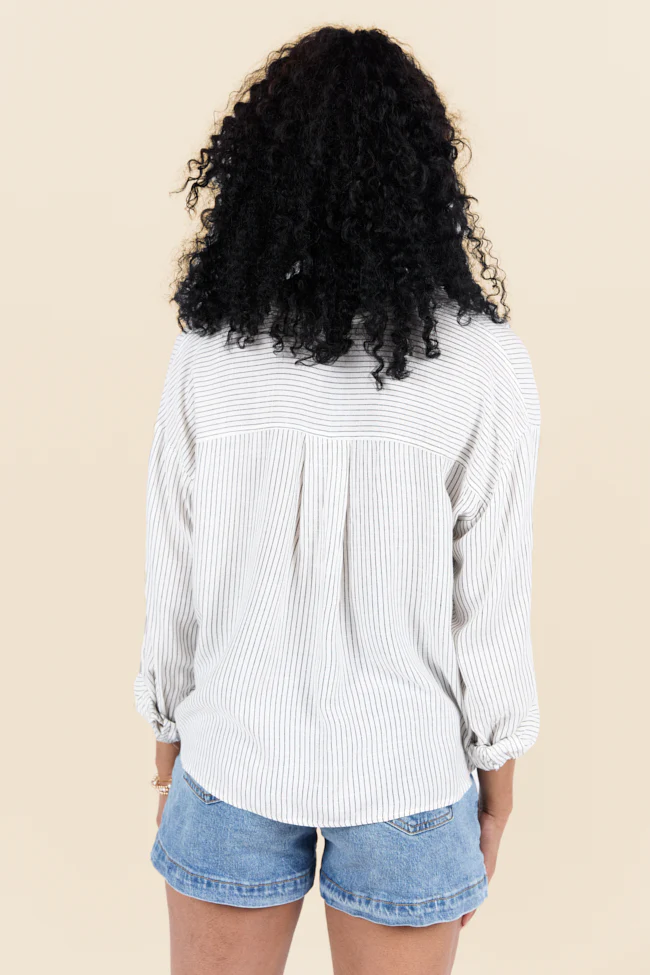 Twist Of Fate Black and White Stripe Button Down Top SALE - Terpint