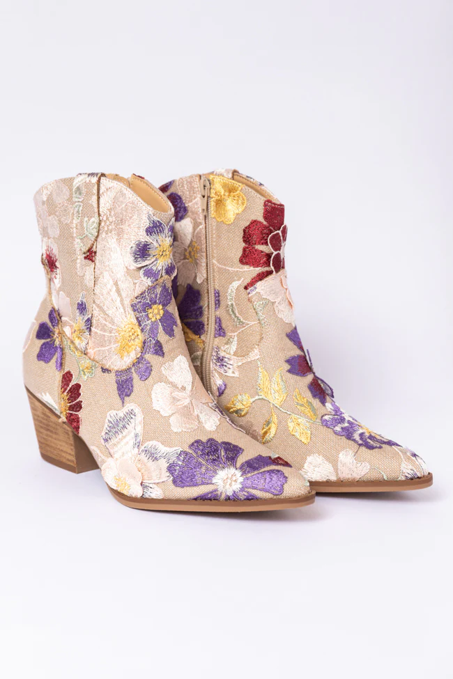 Gemma Floral Pointed Toe Booties SALE - Terpint