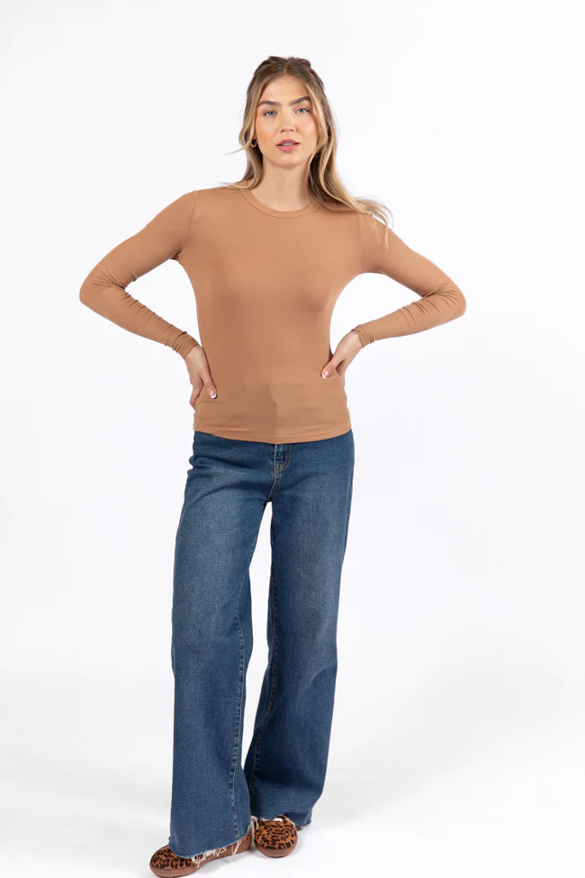 Make Your Choice Brown Ribbed Long Sleeve Tee FINAL SALE - Terpint