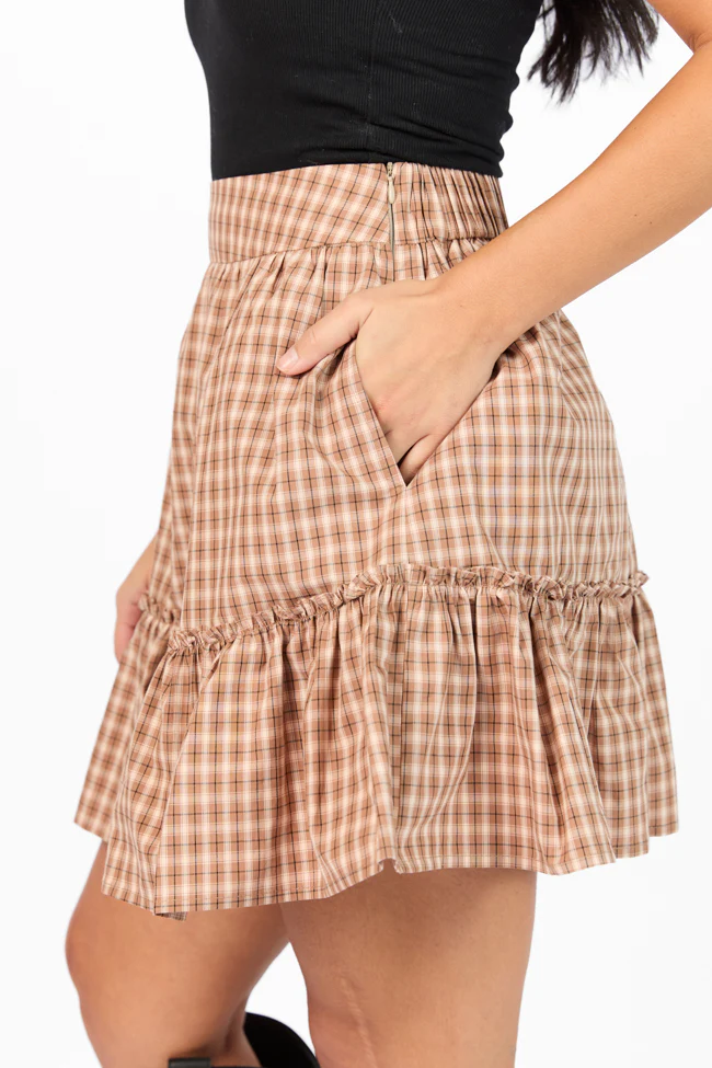 Happy and Plaid Brown Skort DOORBUSTER - Terpint