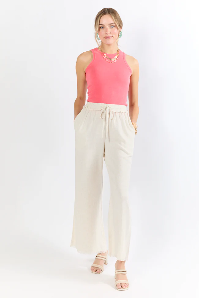 Full Sail Beige Linen Blend Pull On Pants FINAL SALE - Terpint