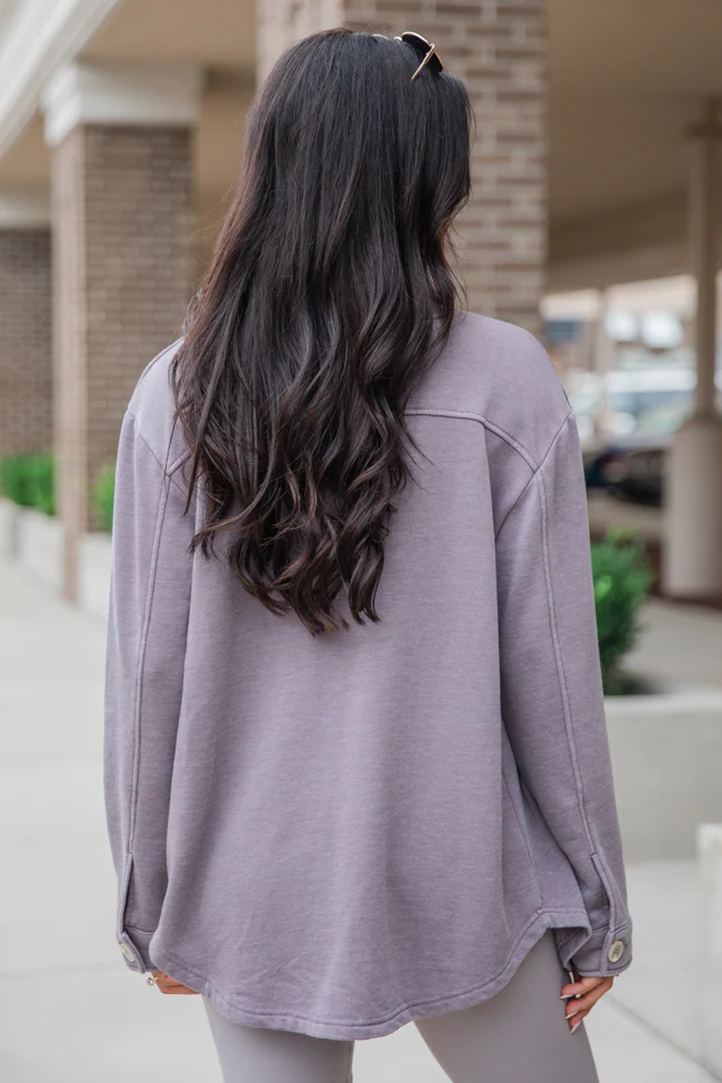 Learn As You Go Taupe Acid Wash Knit Shacket FINAL SALE - Terpint