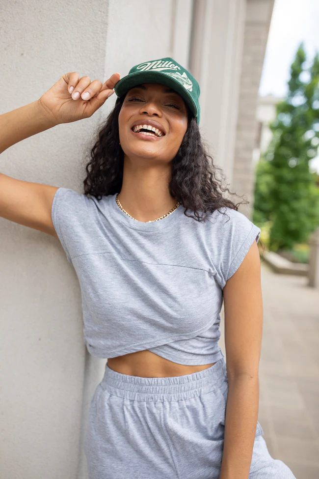 Tinley Heather Grey Lounge Crossover Cap Sleeve Tee - Terpint