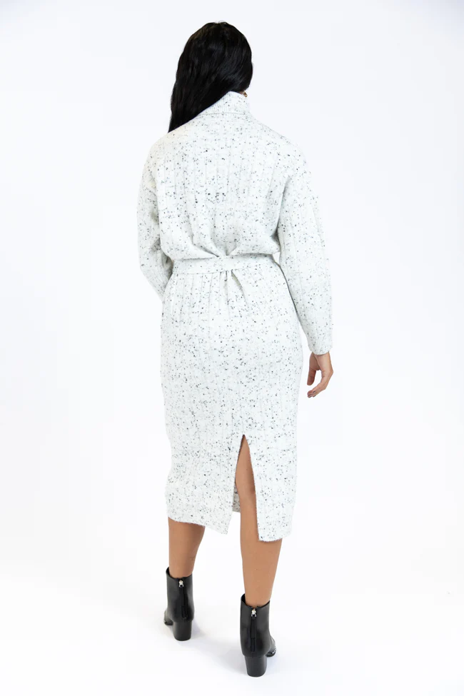 Belong To Me Grey Slub Knit Belted Midi Dress FINAL SALE - Terpint