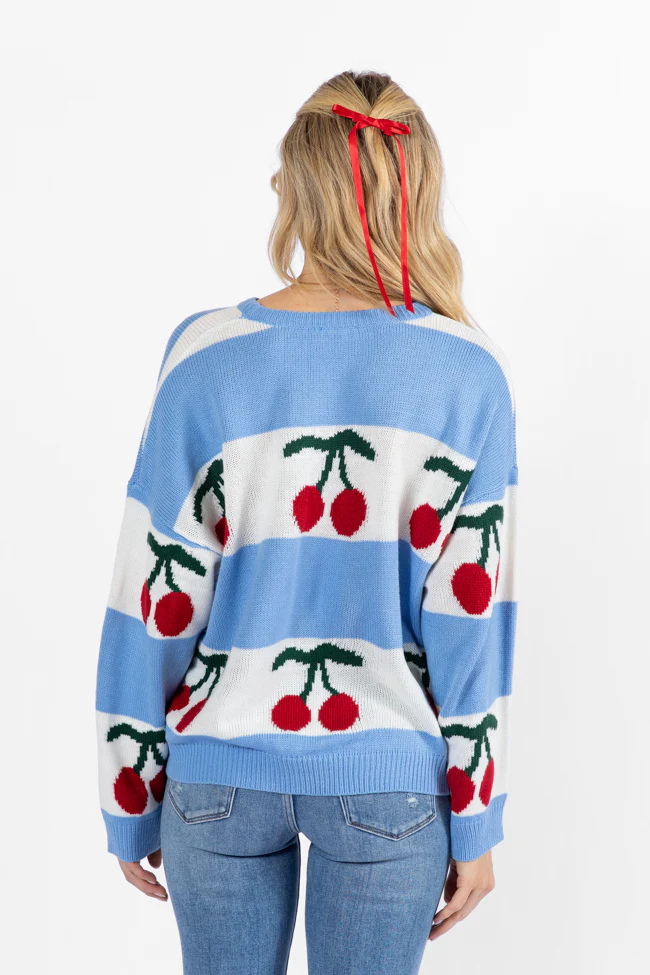 The Cherry On Top Blue Sweater FINAL SALE - Terpint