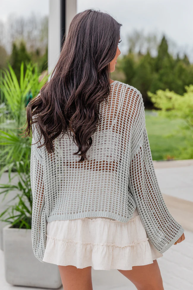 At Your Fingertips Sage Open Knit Sweater FINAL SALE - Terpint