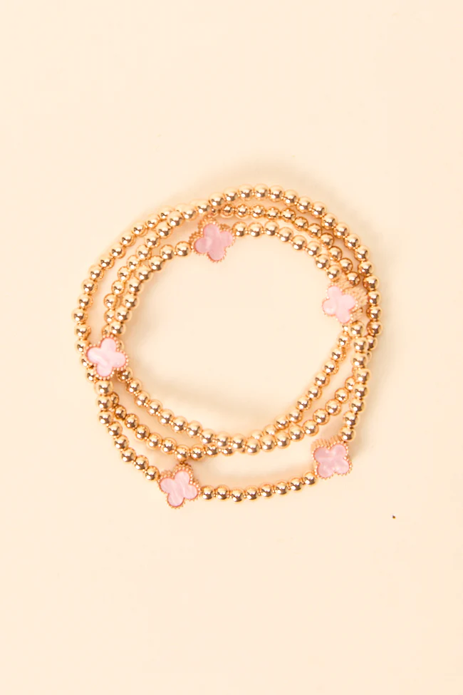 Tilly Clover Pink Stretch Bracelet - Terpint