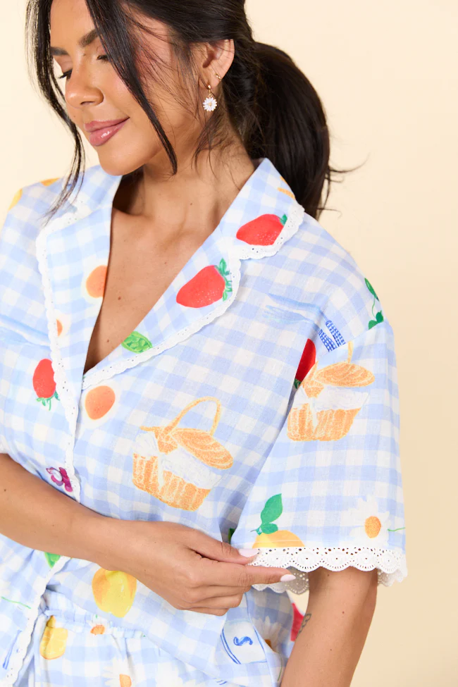 Picnic After Dark Blue Pajama Set DOORBUSTER - Terpint