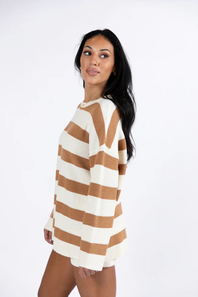 Sign Of The Times Ivory and Tan Striped Sweater Set - Terpint