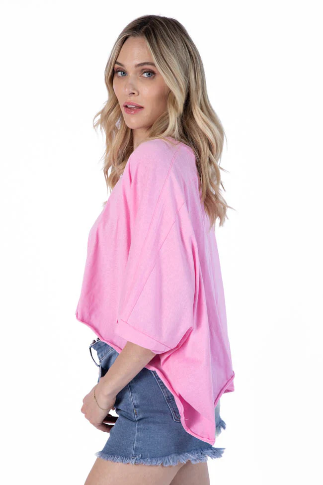 Great Days Ahead Pink Asymmetrical Hem Tee DOORBUSTER - Terpint
