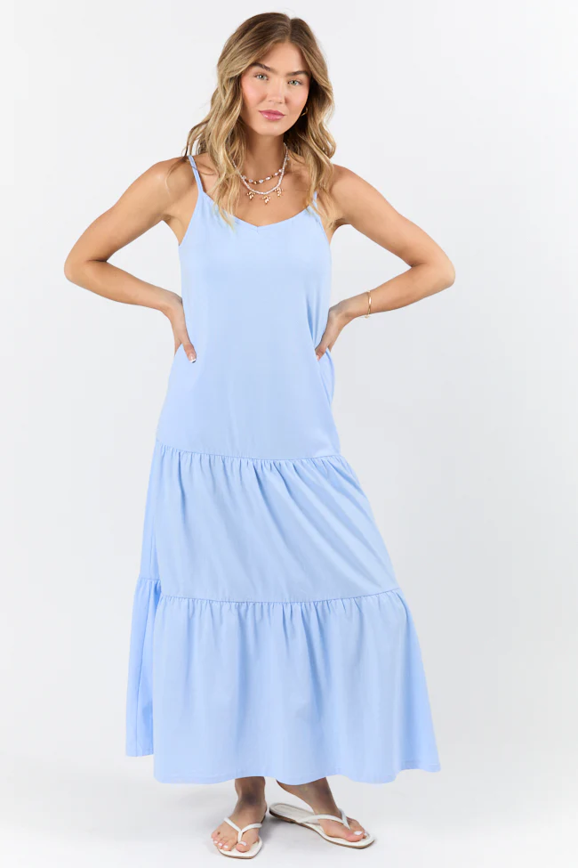 Sweet Melodies Blue Ribbed Knit Maxi Dress FINAL SALE - Terpint