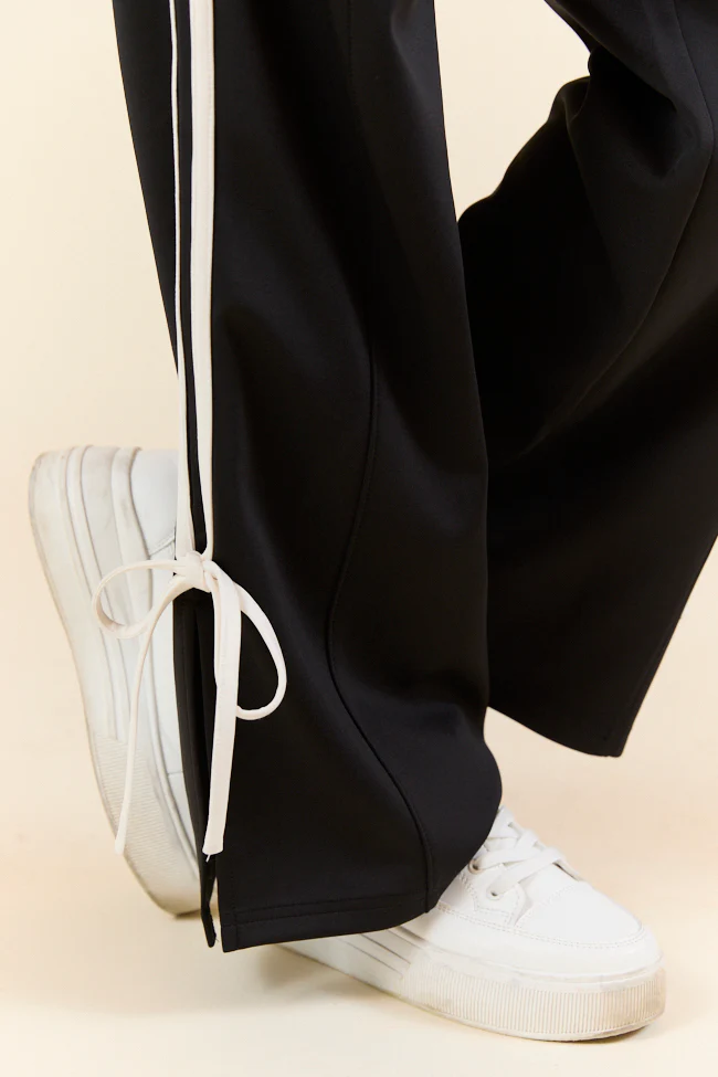 Push The Limits Black Bow Detail Track Pants - Terpint