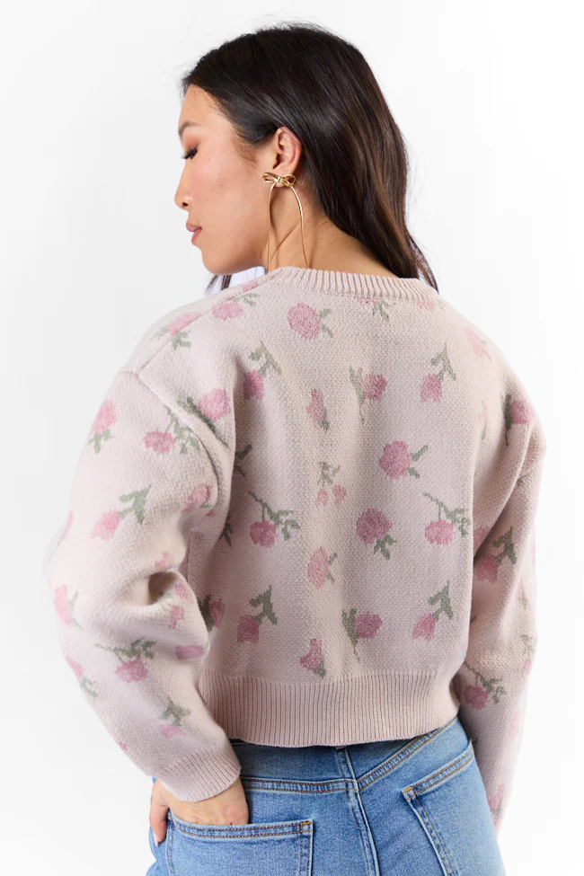 Grand Measures Light Pink Floral Sweater FINAL SALE - Terpint