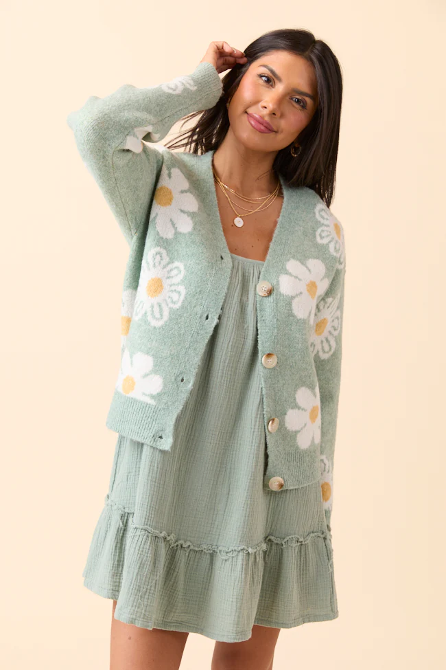 Glenda Green Multi Floral Cardigan - Terpint