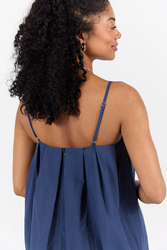 No Looking Back Navy Button Front Dress DOORBUSTER - Terpint