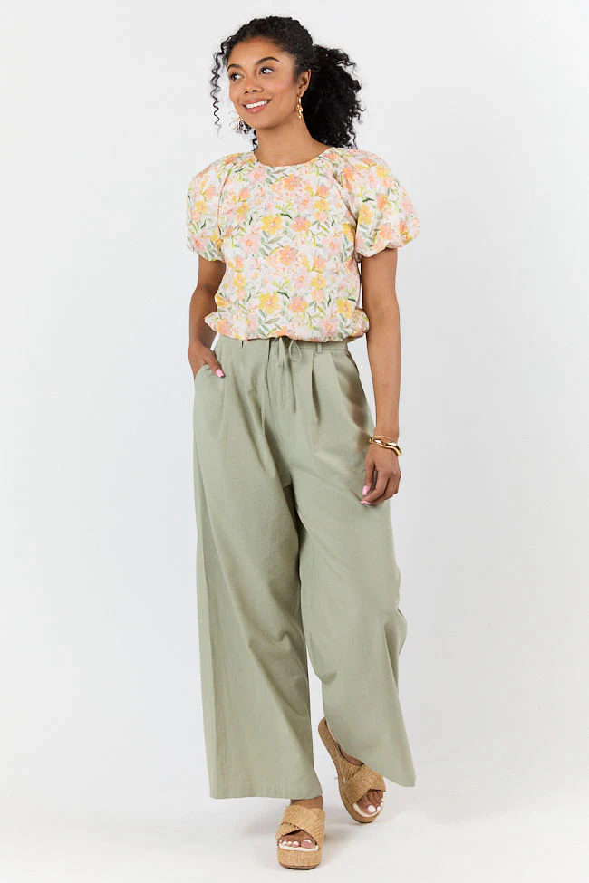Summer Solstice Yellow Bubble Hem Woven Floral Blouse - Terpint