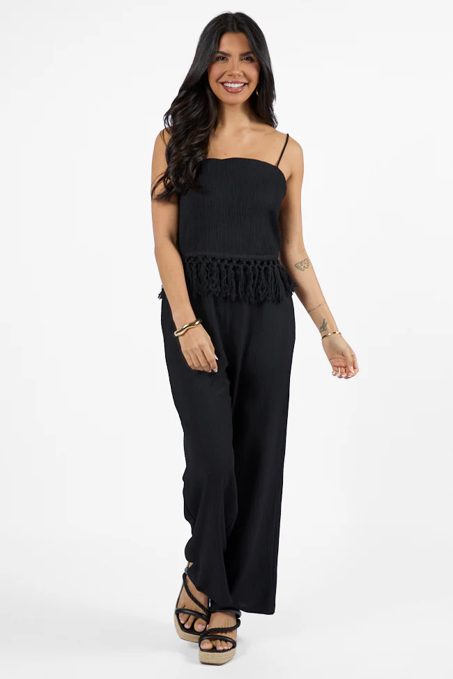 Pretty In Paradise Black Tassel Detail Top FINAL SALE - Terpint