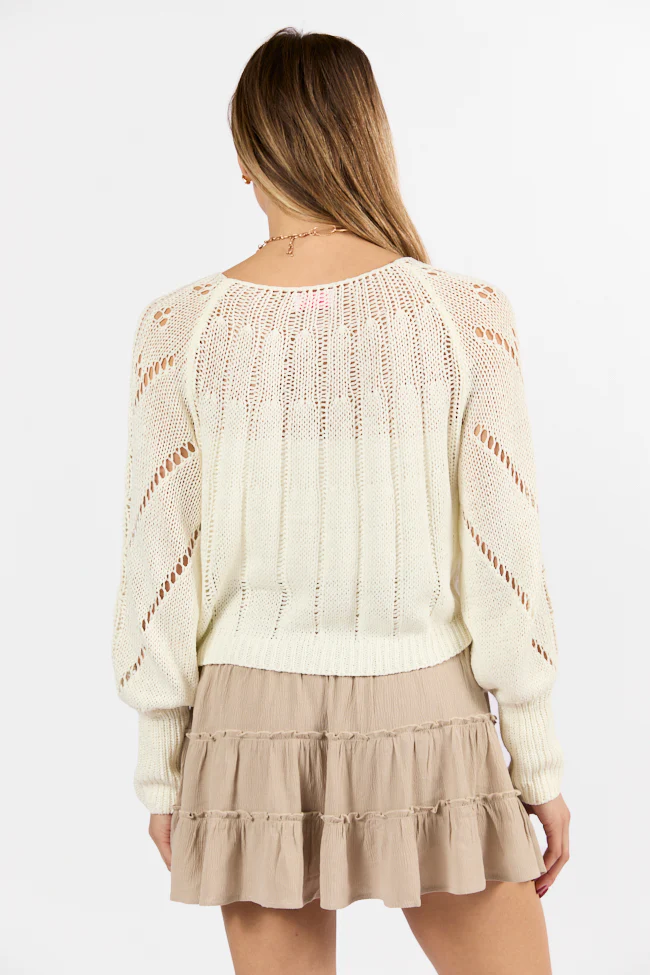 I'm Just Me Ivory Cable Knit Lightweight Sweater FINAL SALE - Terpint