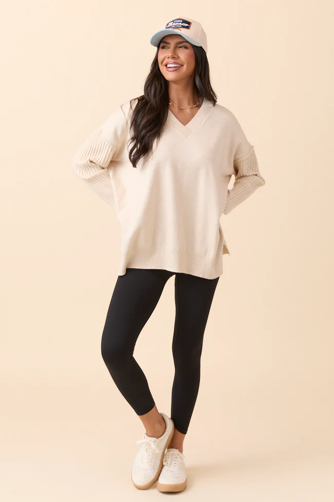 Mariah Ivory Relaxed Long Sleeve Pullover Tunic DOORBUSTER - Terpint