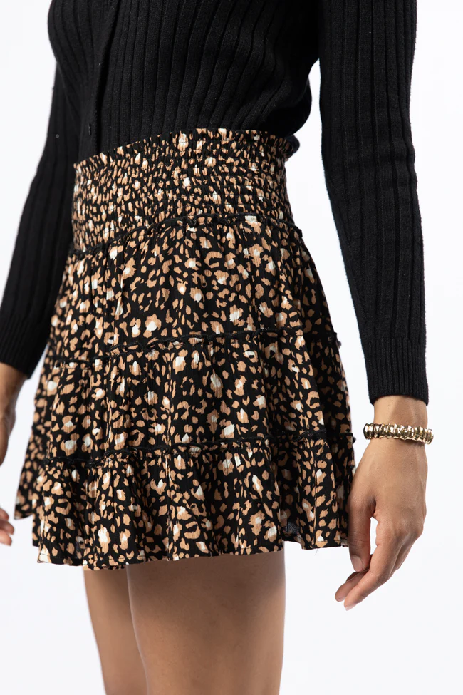 Through The Garden Black Leopard Mini Skort FINAL SALE - Terpint