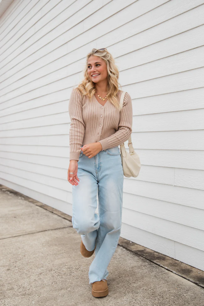 What You Needed Taupe Ribbed Cardigan FINAL SALE - Terpint
