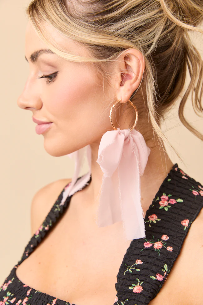 Molly Pink Bow Hoop Earrings - Terpint