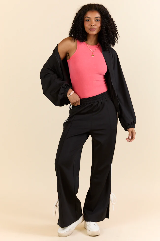 Push The Limits Black Bow Detail Track Pants - Terpint