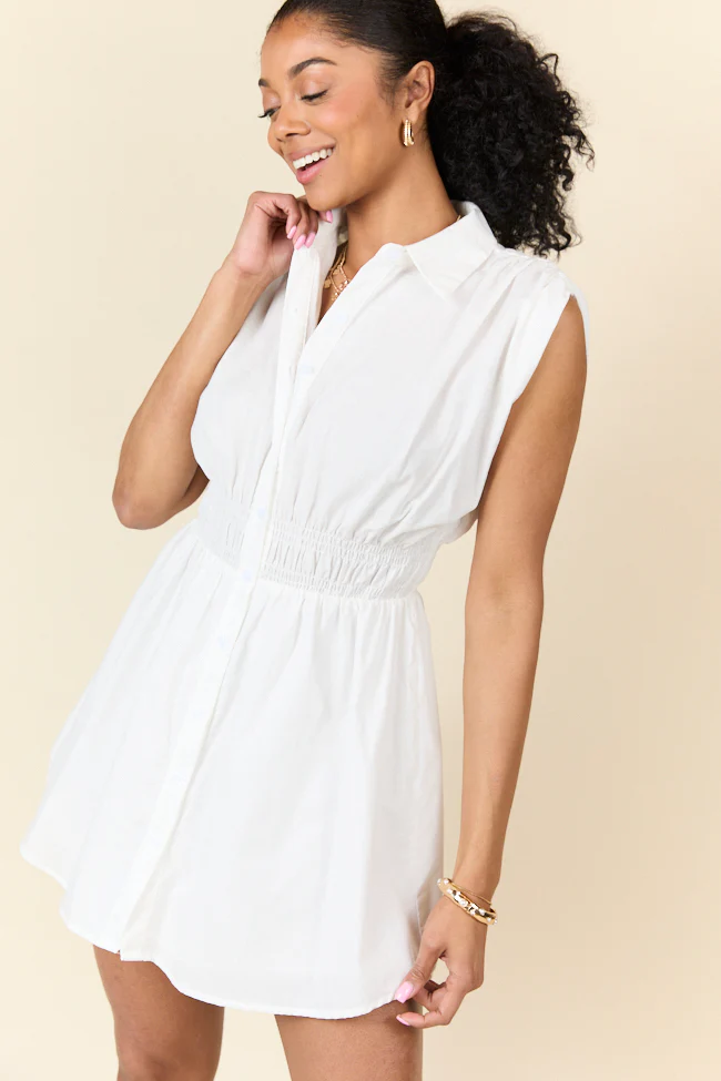 Simply Unforgettable White Collared Dress FINAL SALE - Terpint