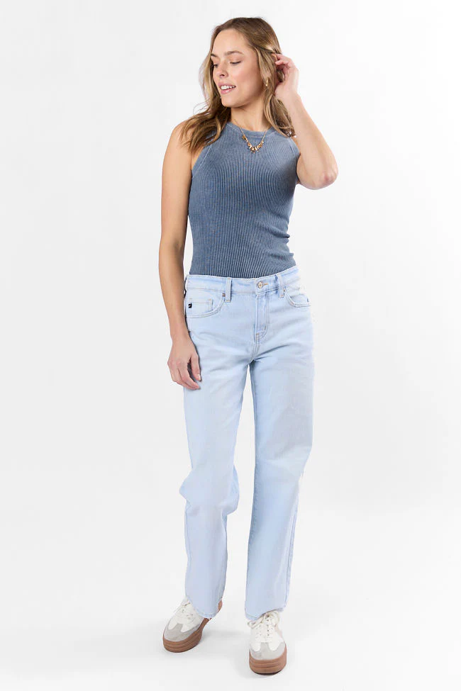 Back To Square One Acid Washed Ribbed High Neck Tank DOORBUSTER - Terpint