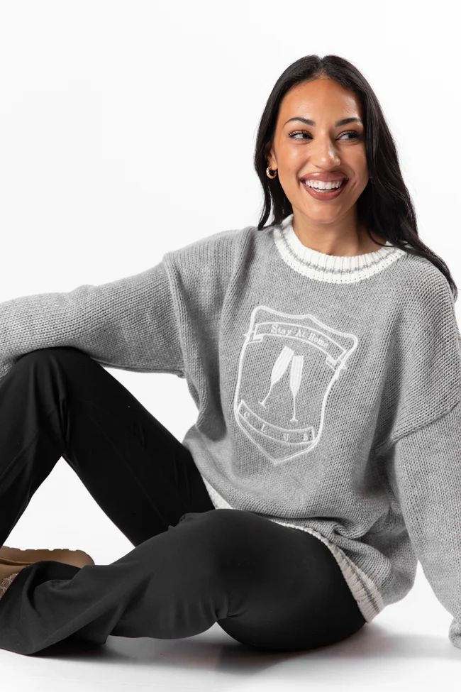 Stay At Home Club Grey Sweater FINAL SALE - Terpint
