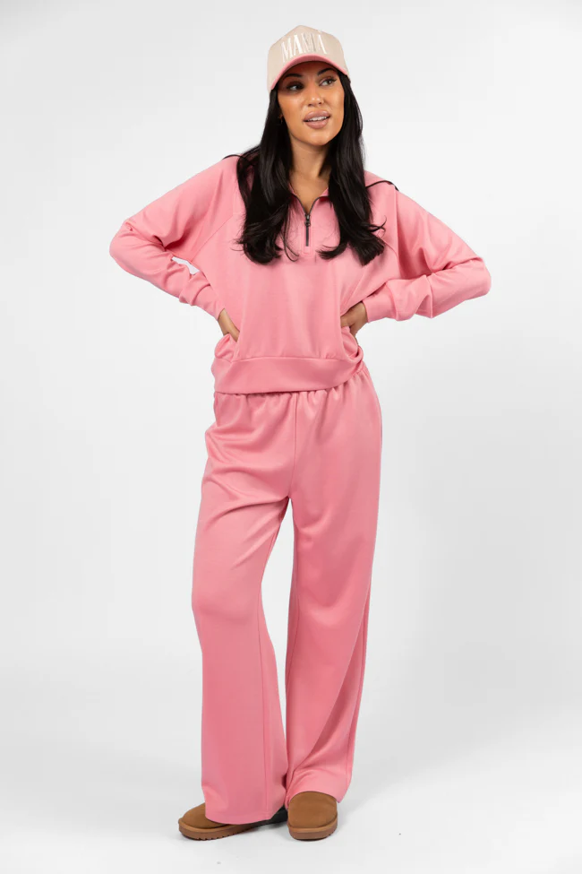 Let's Just Stay Pink Quarter Zip Knit Pullover FINAL SALE - Terpint