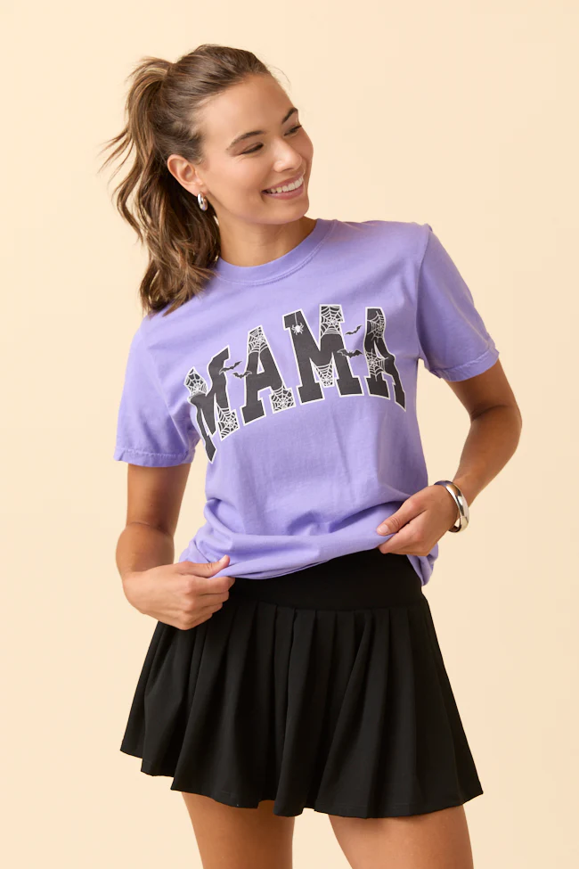 Mama Block Halloween Printed Violet Graphic Tee - Terpint