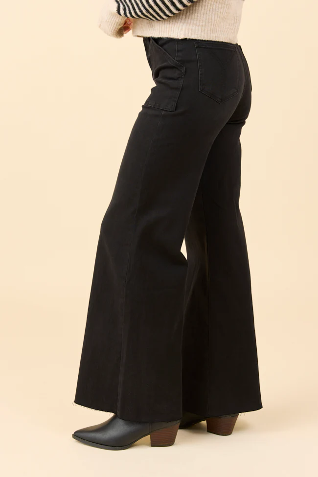 Cora Black Rock High Rise Wide Leg Jeans - Terpint