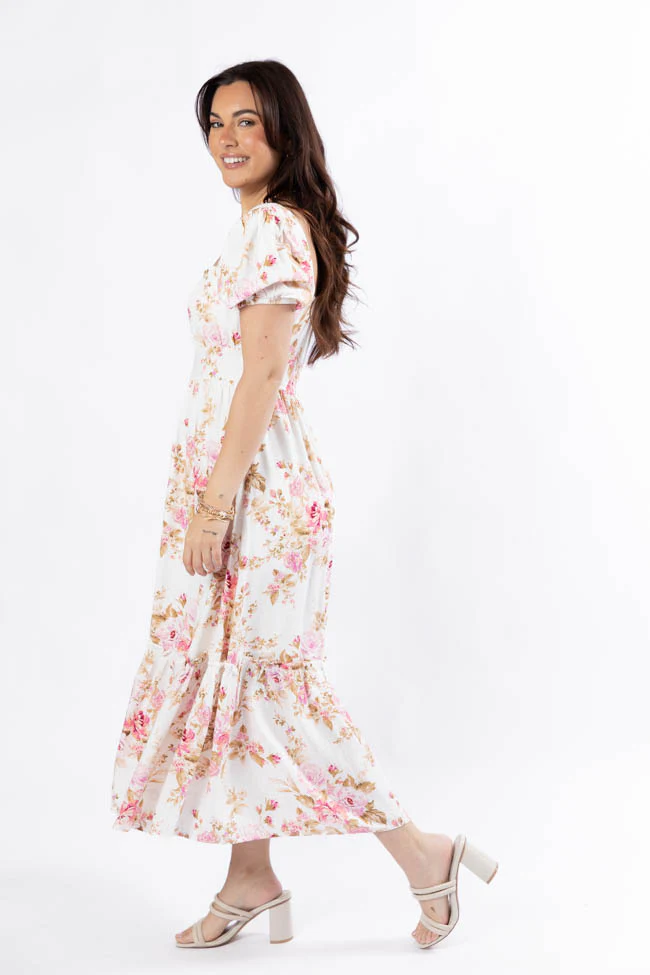Small Town Smoke Show Pink Multi Floral Midi Dress FINAL SALE - Terpint
