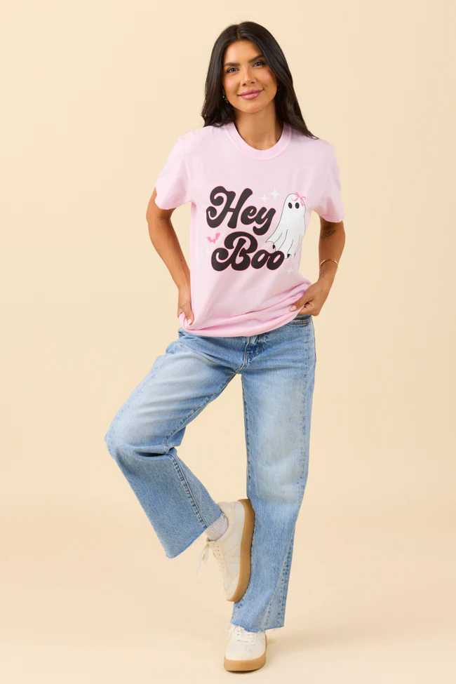 Hey Boo Light Pink Graphic Tee - Terpint
