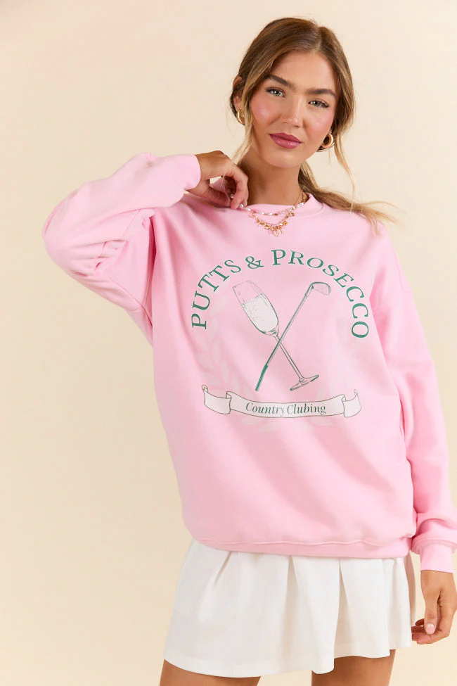 Putts & Prosecco Light Pink Graphic Sweatshirt - Terpint