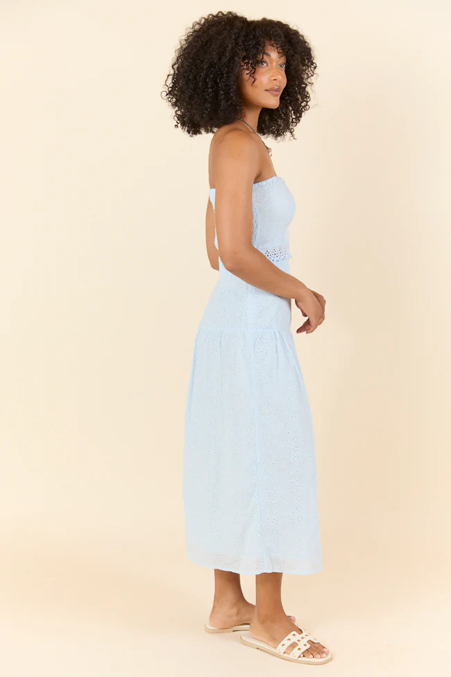 Take It Easy Blue Eyelet Tube Top Set SALE - Terpint