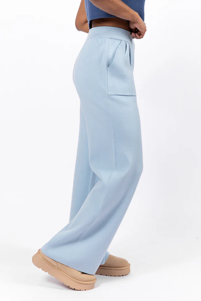 Let's Debrief Light Blue Wide Leg Sweater Pants FINAL SALE - Terpint
