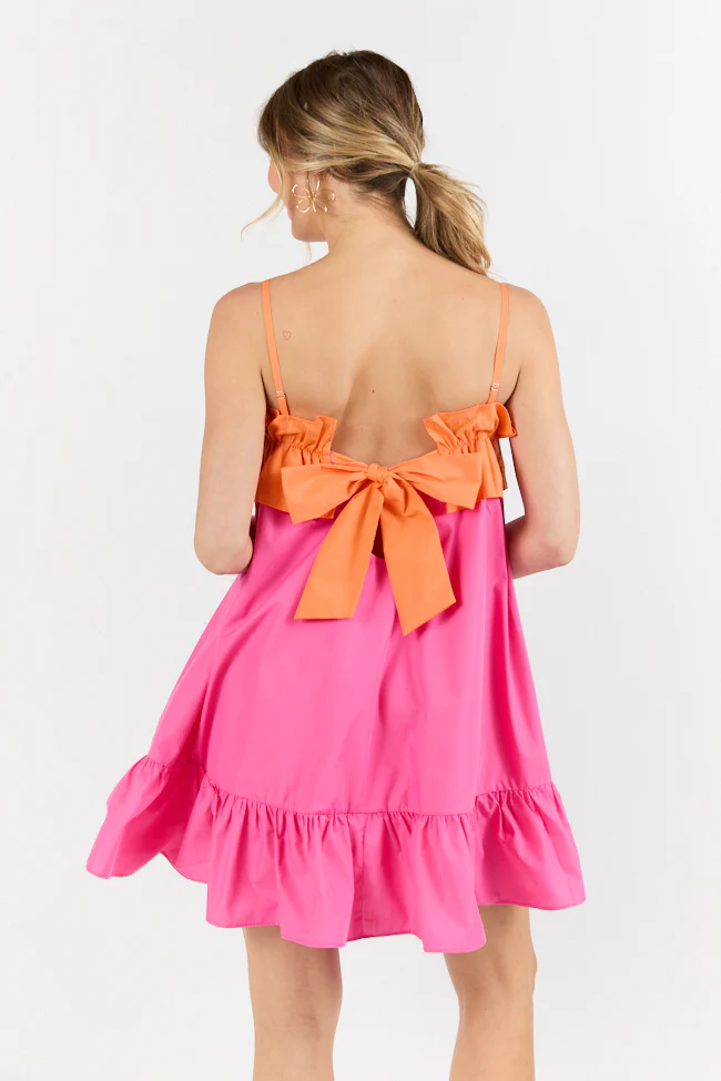 Quick Updates Pink and Orange Ruffle Detail Two Tone Mini Dress FINAL SALE - Terpint