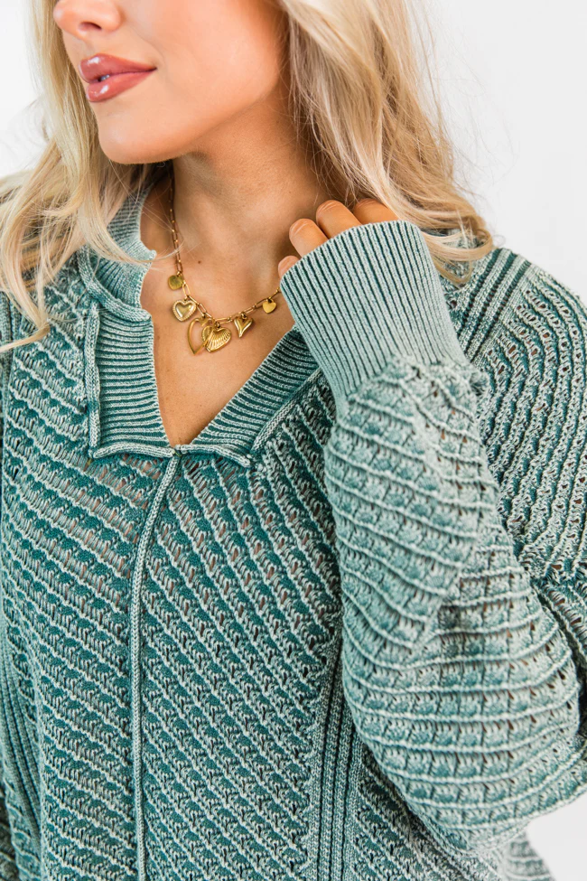 It's Too Easy Olive Acid Wash Sweater FINAL SALE - Terpint