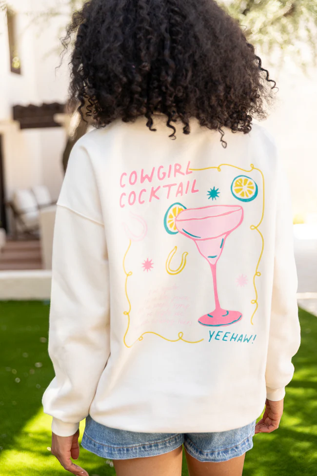 Cowgirl Cocktail Cream Graphic Sweatshirt - Terpint