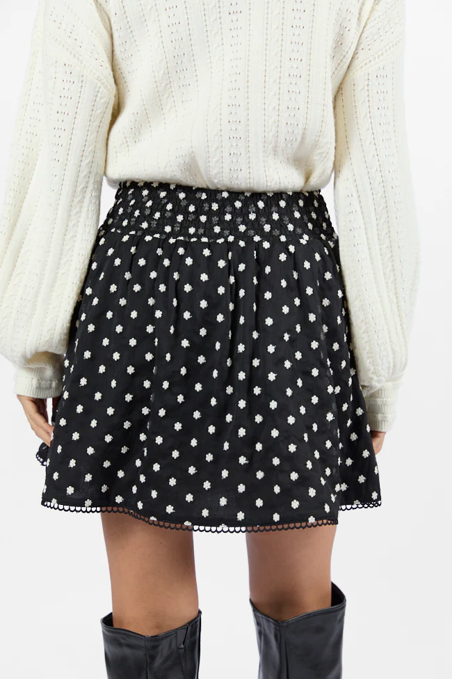 Through The Garden Black Floral Eyelet Trim Mini Skort FINAL SALE - Terpint