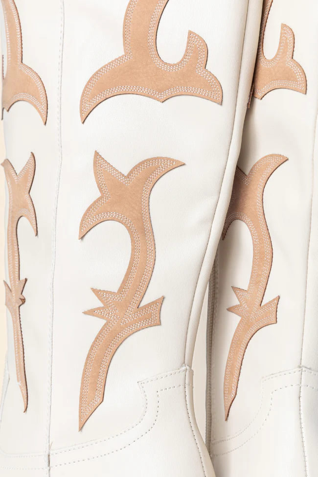 Adriana Beige Cowboy Boots DOORBUSTER - Terpint