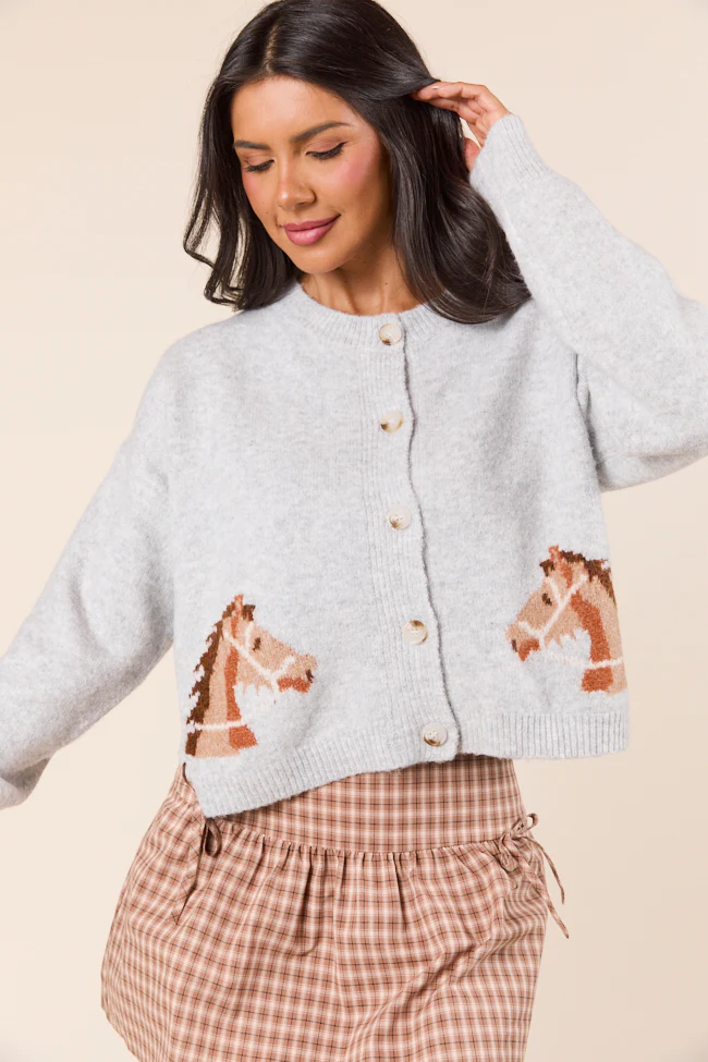 Erika Grey Horse Sweater Cardigan - Terpint