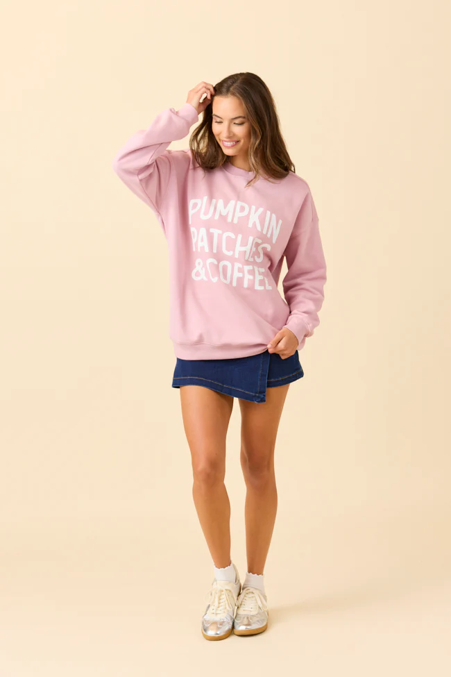 Pumpkin Patches & Coffee Mauve Graphic Sweatshirt - Terpint
