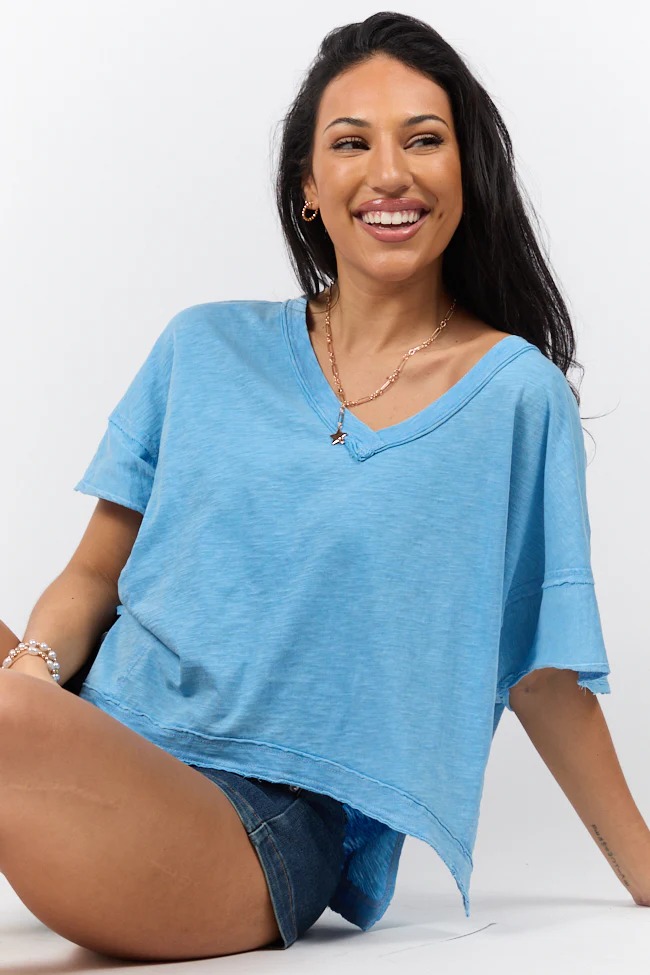 Rooted Essential Blue V-Neck Tee - Terpint